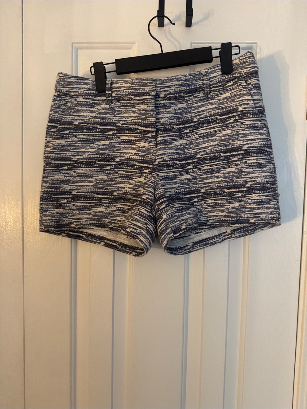 Katherine Barclay Navy & White Textured Knit Bermuda Shorts